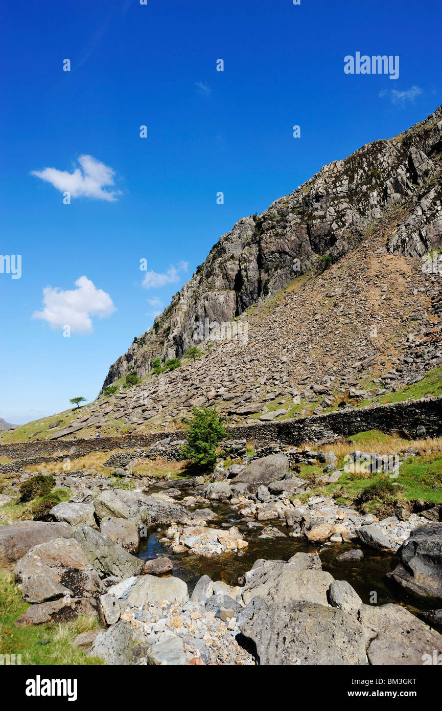 Afon Nant Peris running through the Pass of Llanberis in Gwynedd, North Wales. Stock Photo