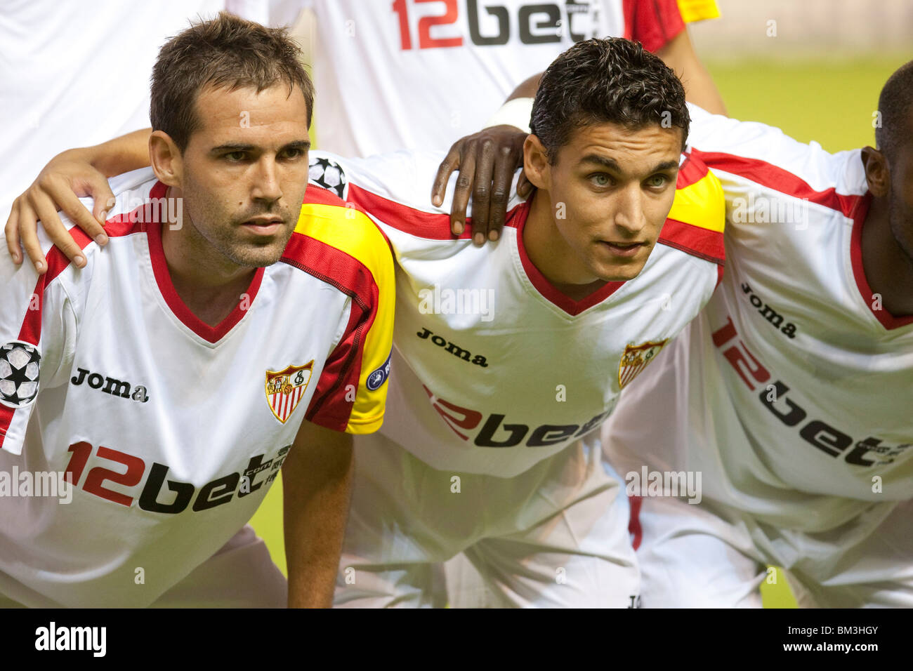 Fernando Navarro (left) and Jesus Navas (right) posing with the Sevilla ...