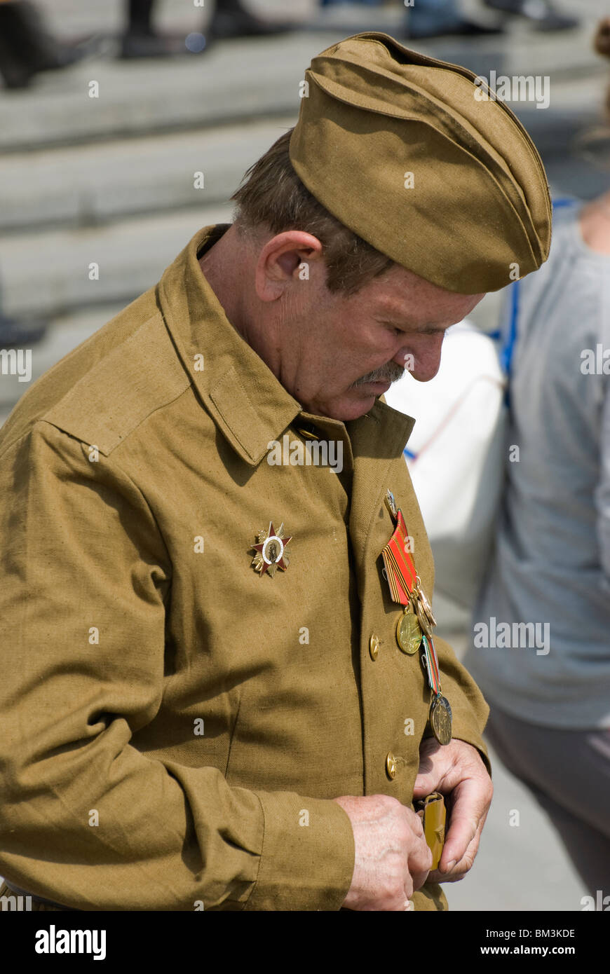 Russian adult man in Soviet military uniform of times of Great Patriotic  War Stock Photo - Alamy