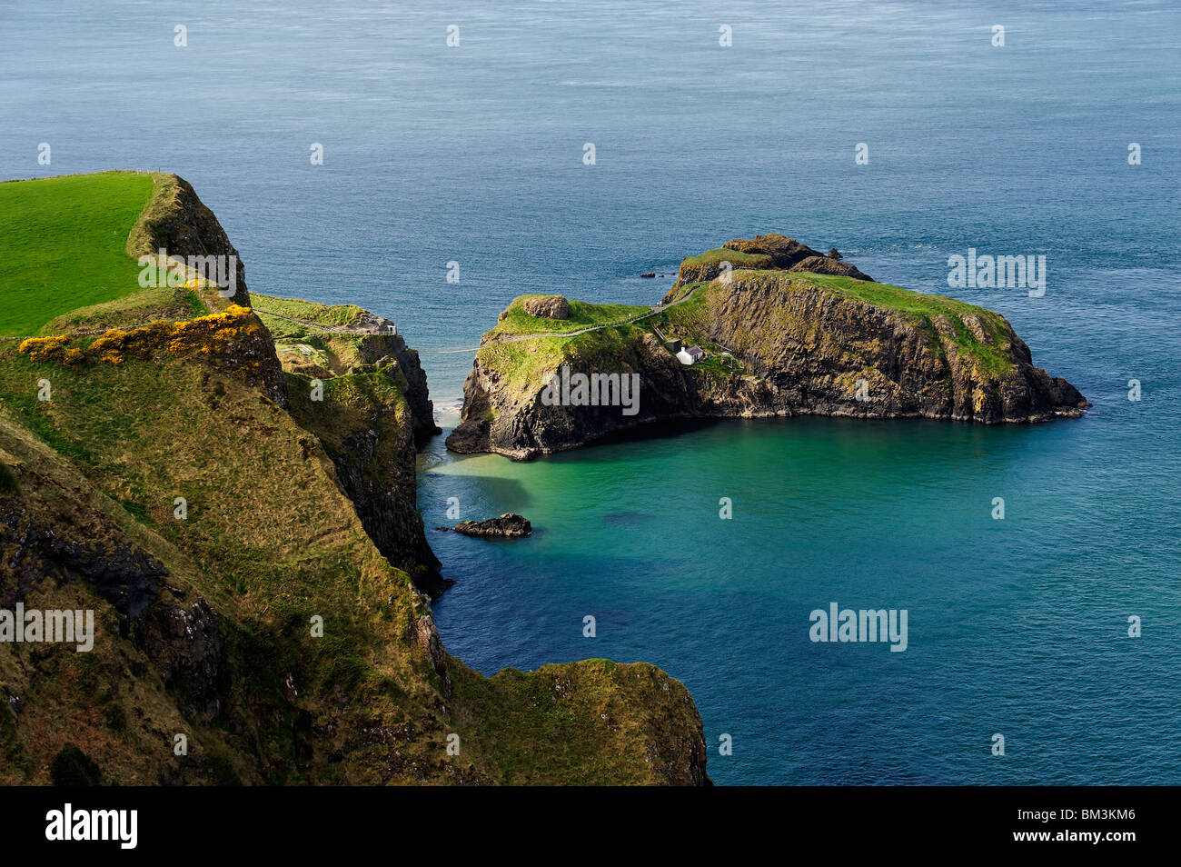 A view of Carrick Island on the Causeway Coast  of Moyle North Antrim Stock Photo