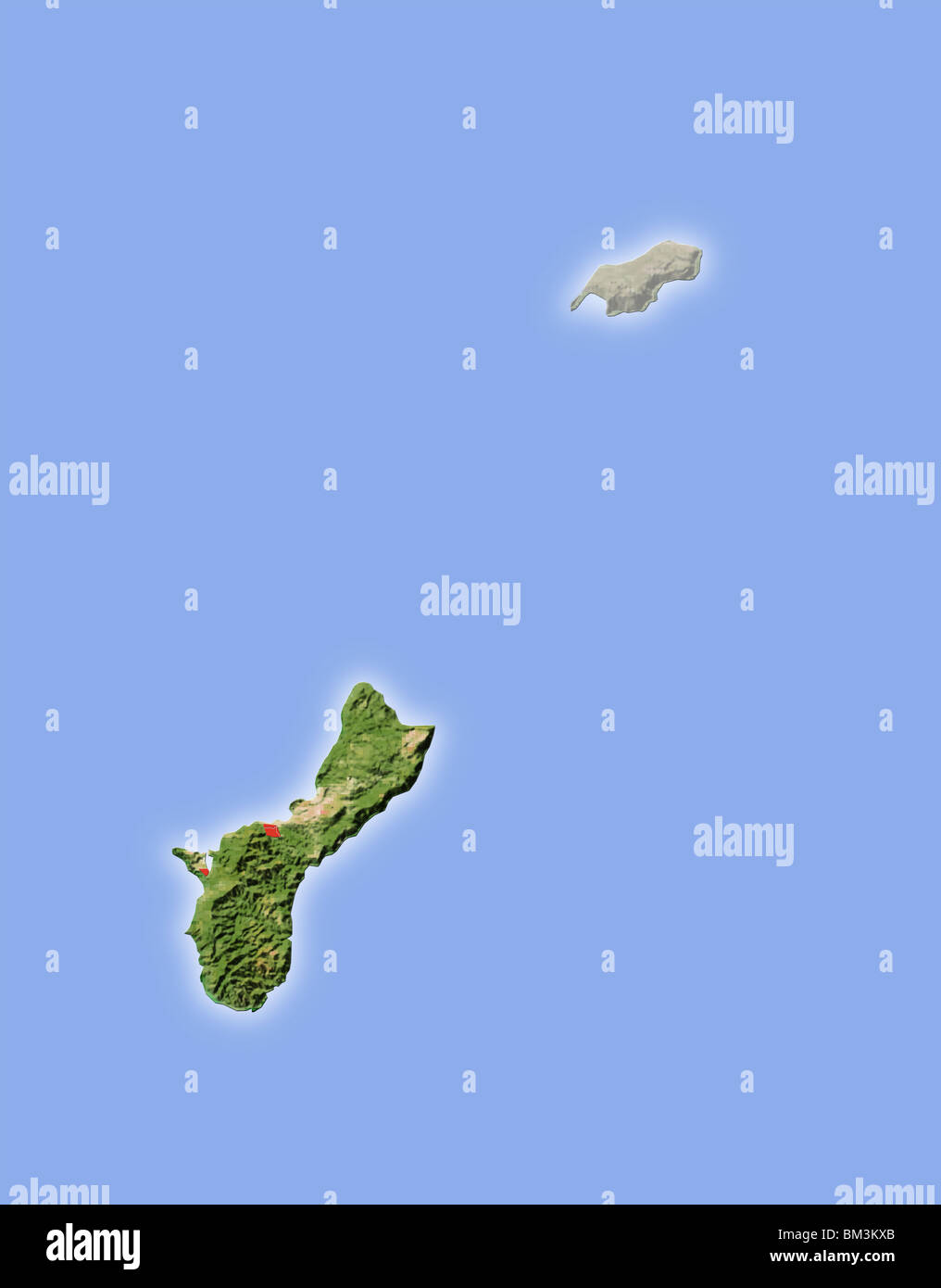Guam, shaded relief map. Stock Photo