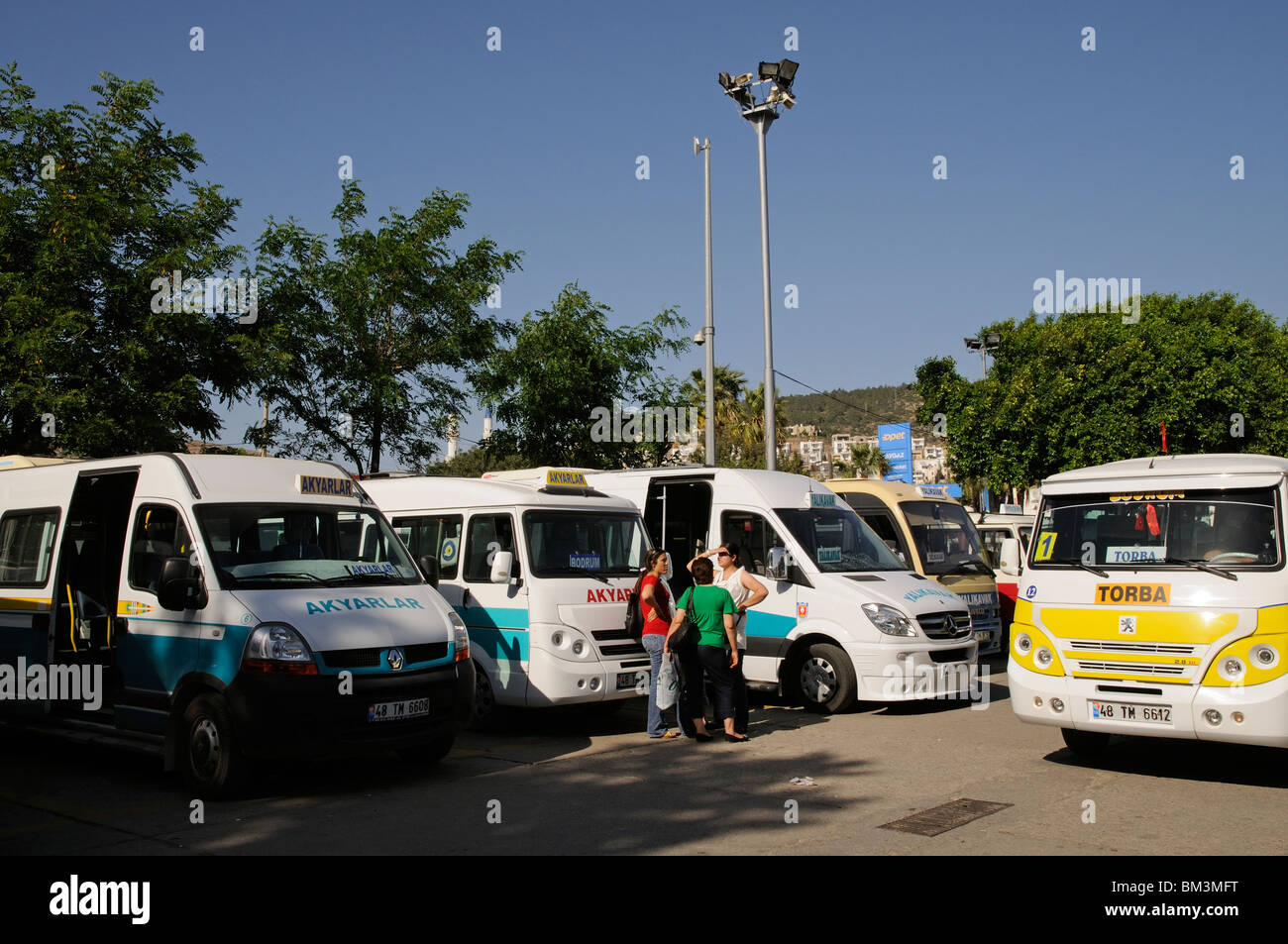 Local public transport at the Bodrum Bus Station a coastal town in the southern Aegean Turkey Asia Stock Photo
