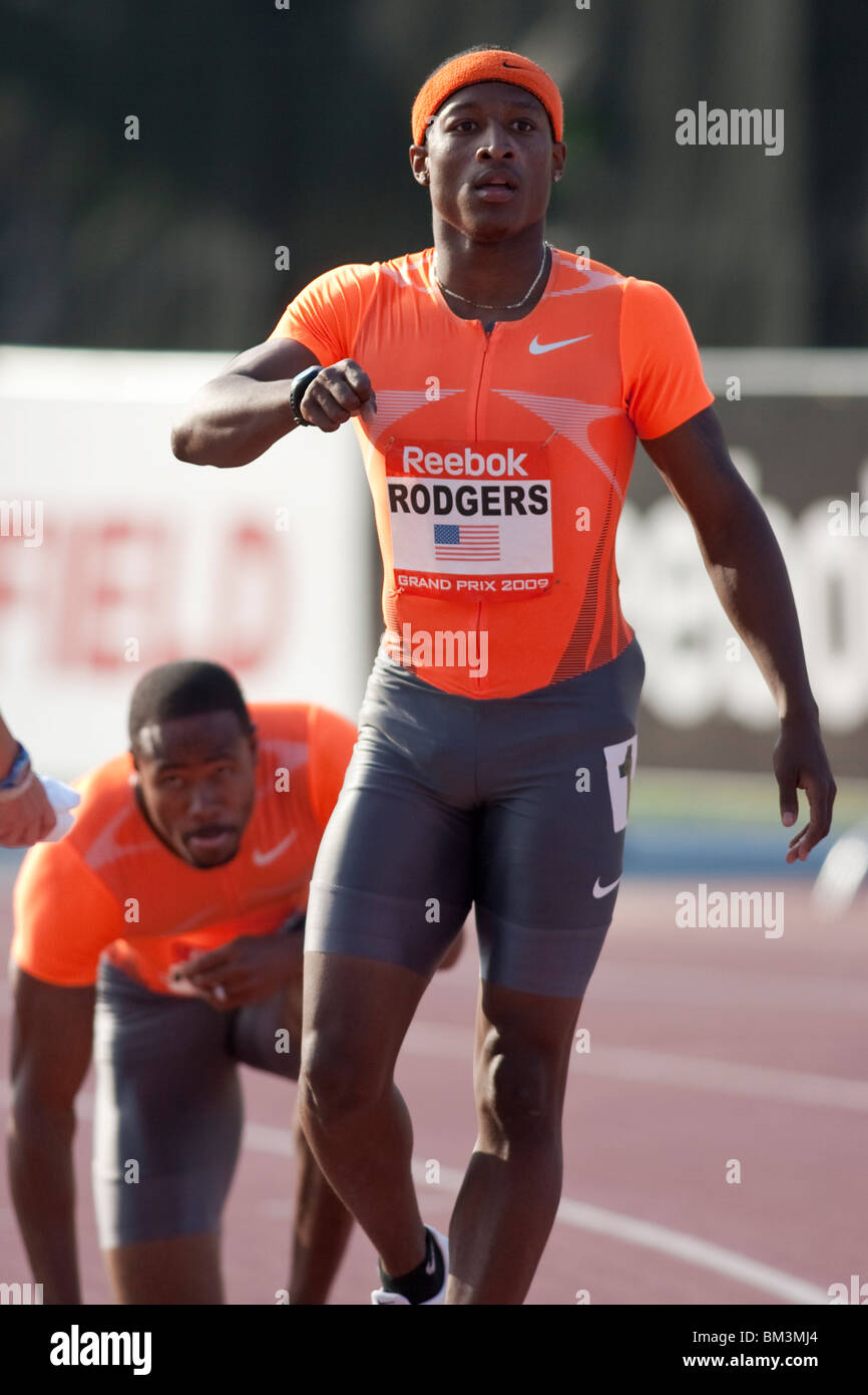 Mike Rodgers (USA) winner of the 100 meters at the 2009 Reebok Grand Prix  Stock Photo - Alamy