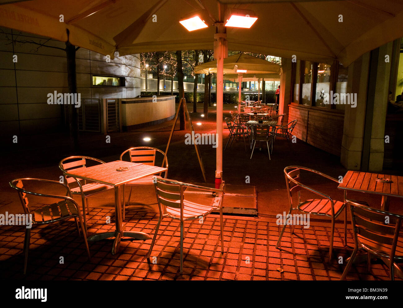 Outdoor heaters outside a bar in London Stock Photo Alamy