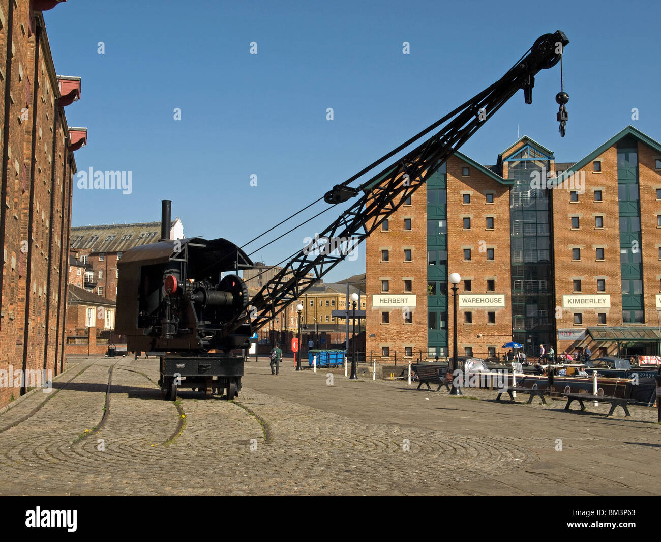 Old steam crane on Gloucester Historic Dock Waterfront England UK Stock