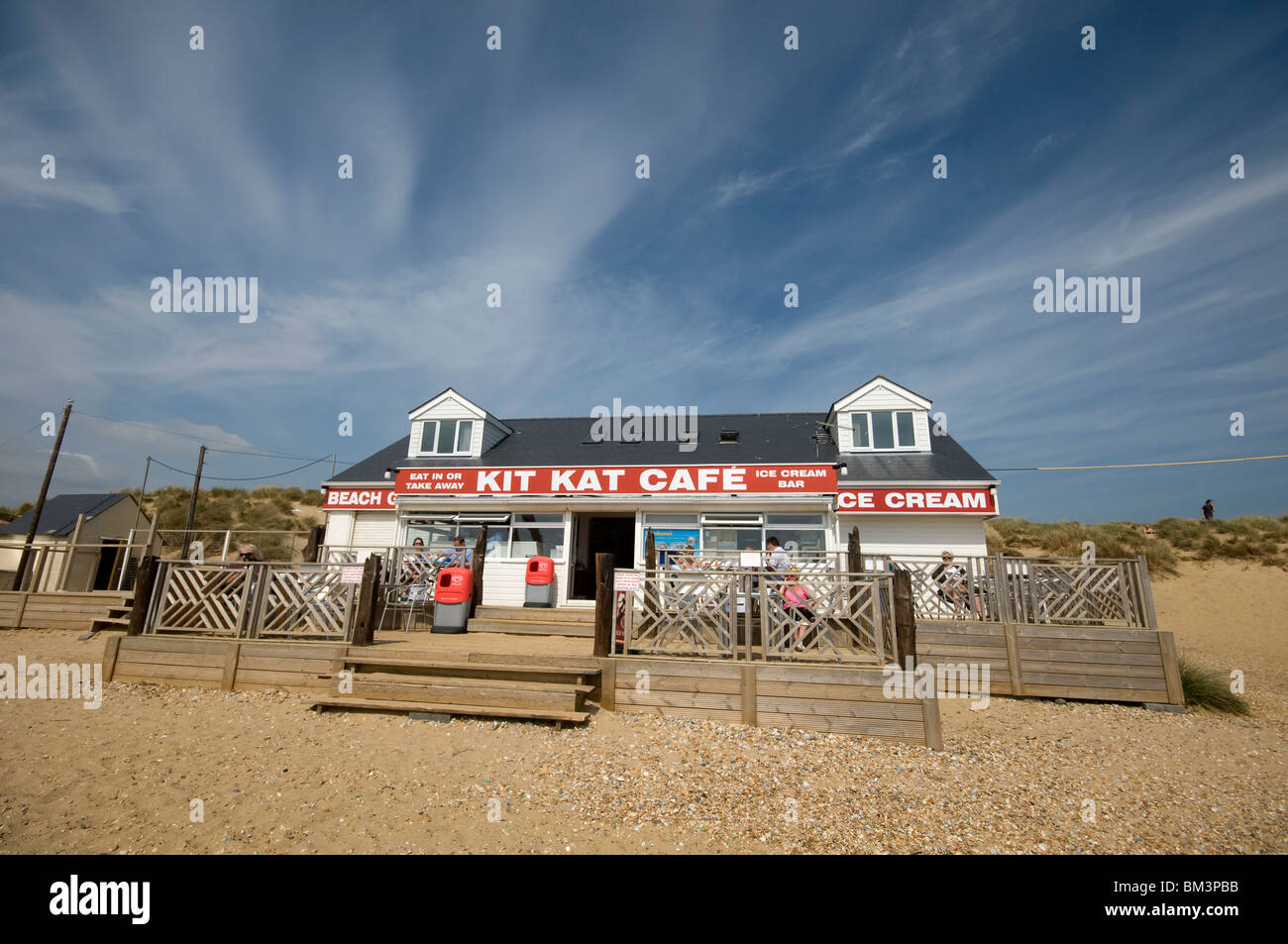 kit kat cafe Camber Sands Beach in East Sussex england uk Stock Photo
