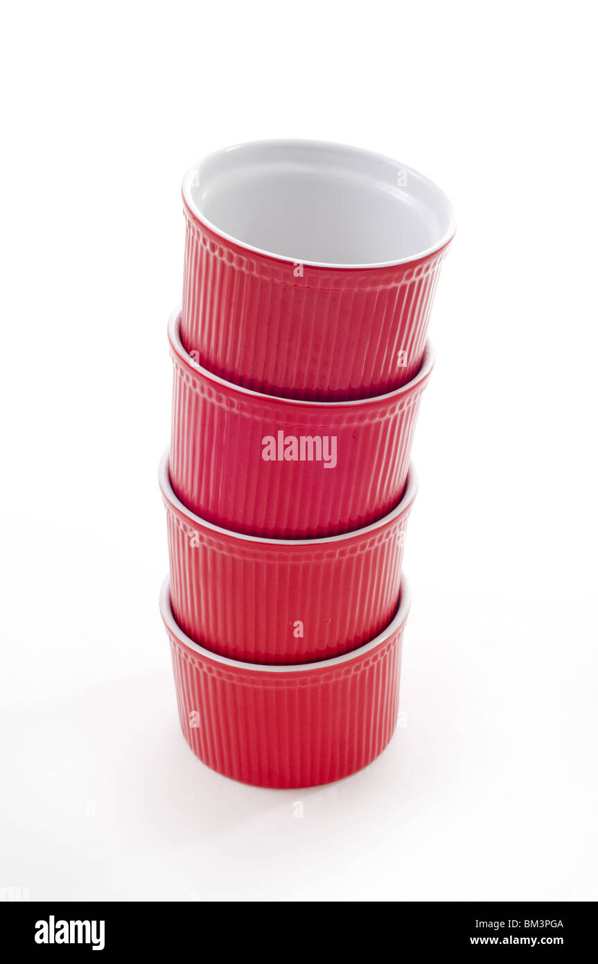 four red ramekins Stock Photo Alamy