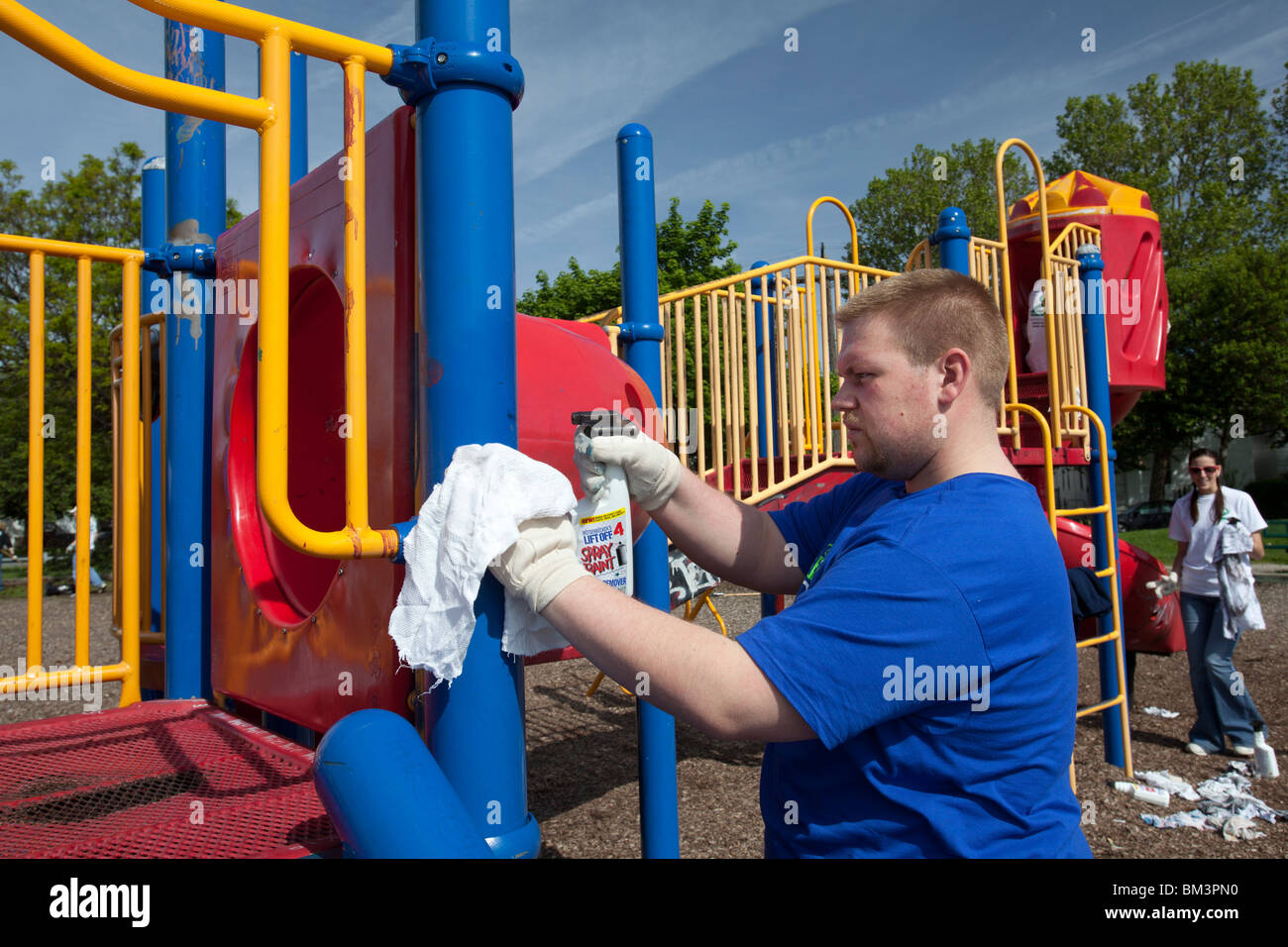 Volunteers Clean Up Playground Stock Photo - Alamy