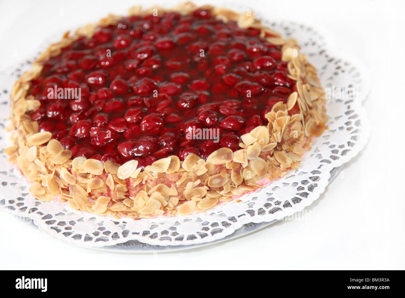 A cake with almond edge - close-up Stock Photo