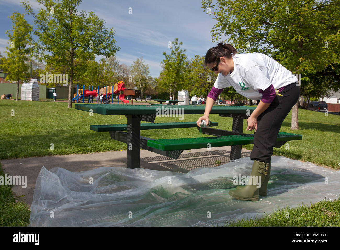 Volunteers Clean Up Playground Stock Photo - Alamy