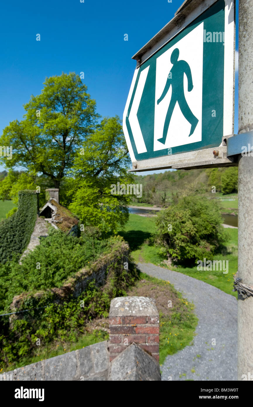 Public footpath sign Llandeilo Wales UK Stock Photo