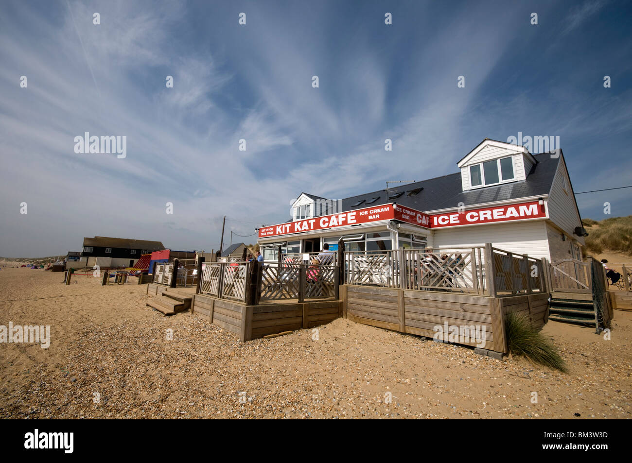 kit kat cafe Camber Sands Beach in East Sussex england uk Stock Photo