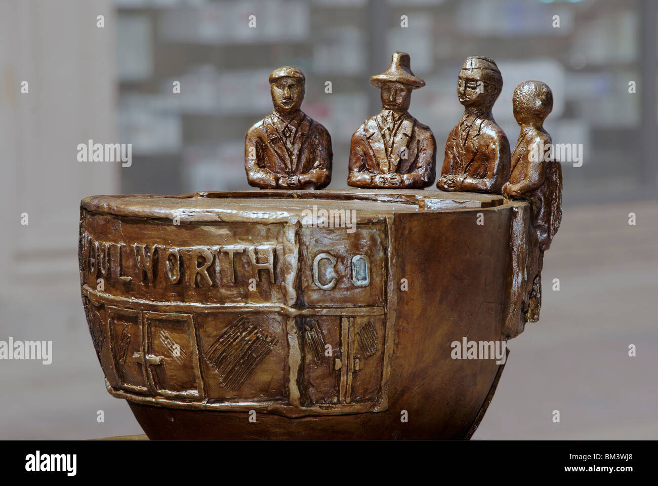 Statue of Woolworth lunch counter sit-in, Greensboro, NC, North Carolina. Stock Photo