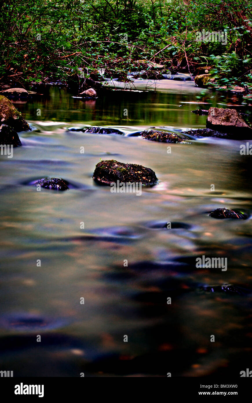 water flowing over the rocks. Stock Photo