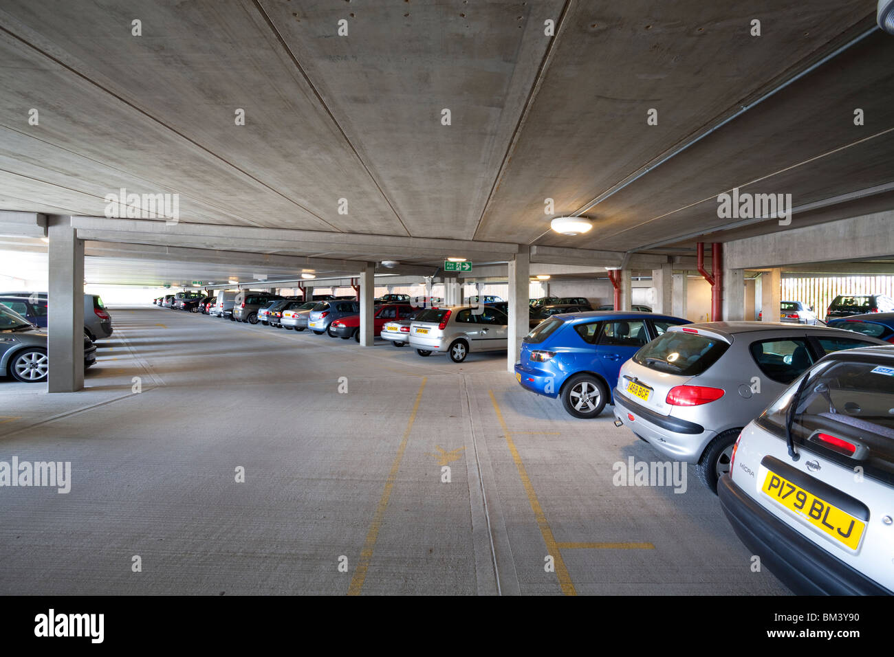 Interior of multi storey car park at Bournemouth Hospital Stock Photo