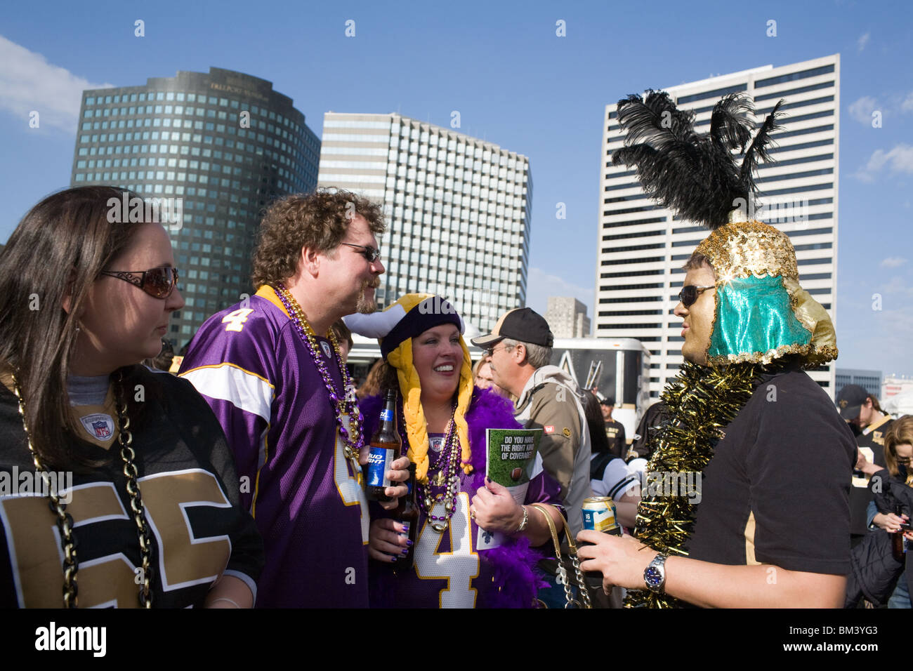New Orleans Saints football fans tailgating before a playoff game Stock