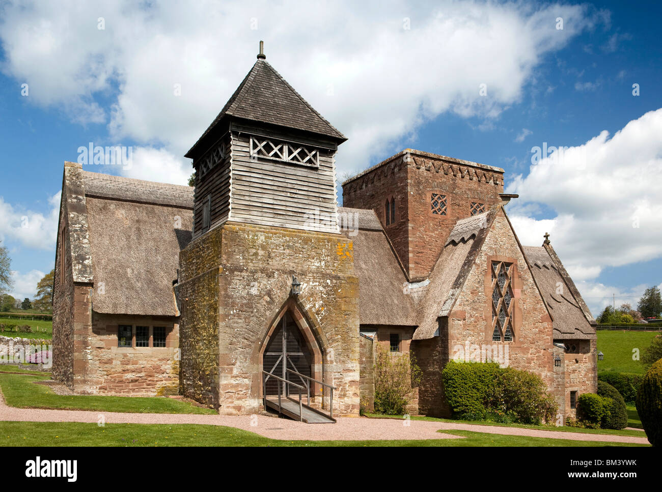 UK, Herefordshire, Brockhampton, All Saints Arts and Crafts Church, designed by William Lethaby Stock Photo