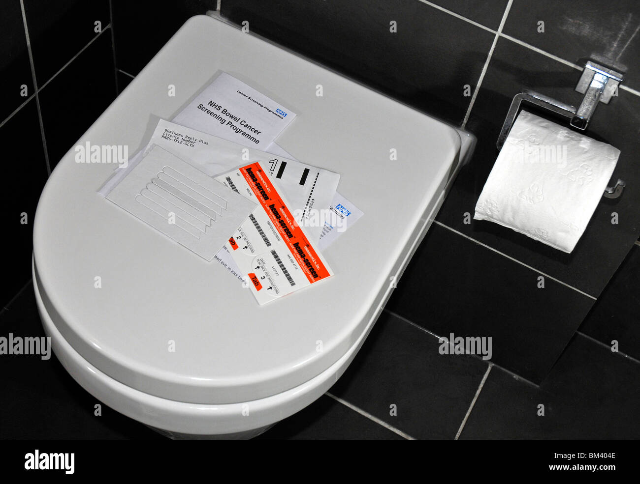 National Bowel Cancer Screening Test Kit Stock Photo