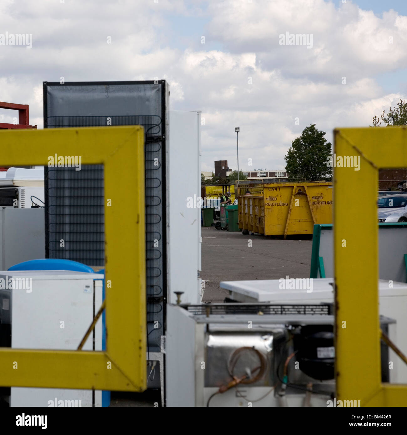 Recycling depot in wandsworth, western riverside - fridges and white goods Stock Photo