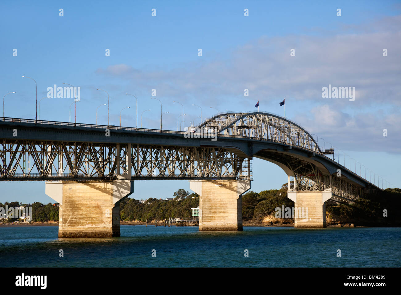 The Auckland Harbour Bridge, crossing Waitemata harbour. Auckland, North Island, New Zealand