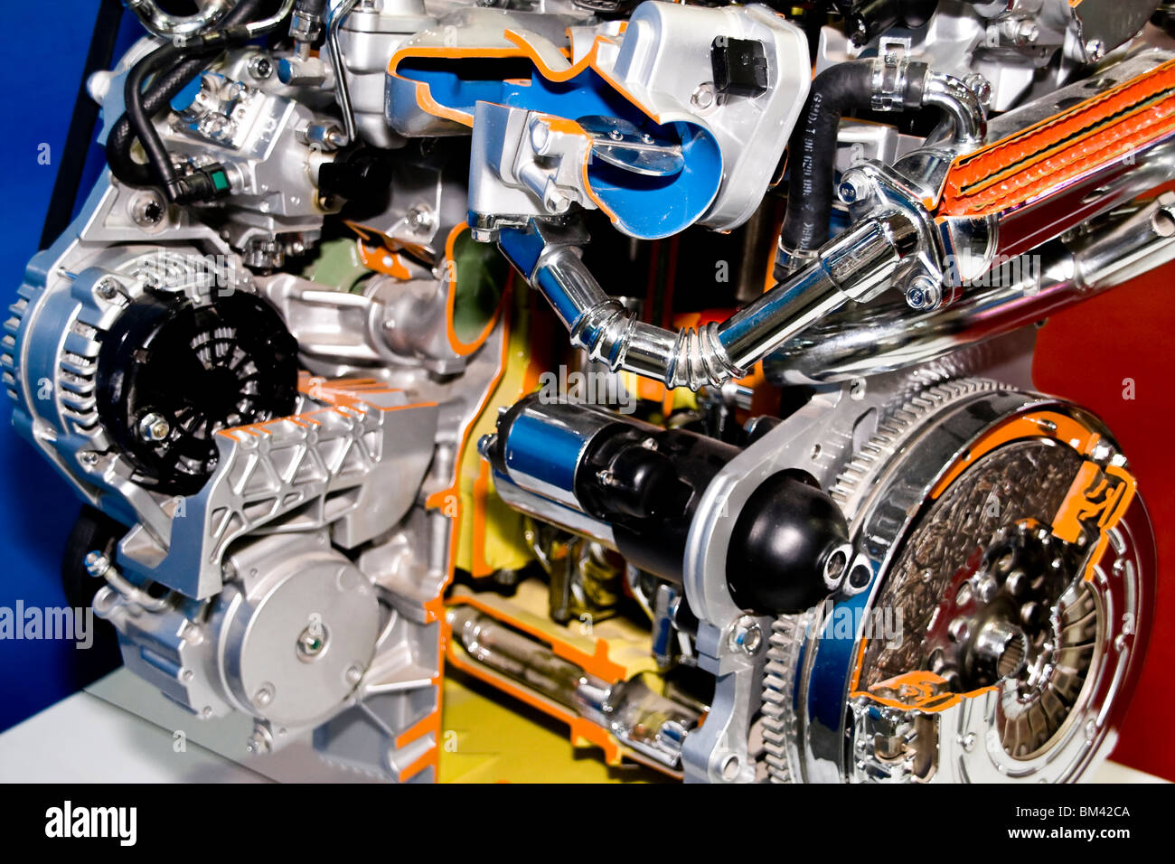 engine of modern car interior view . Stock Photo