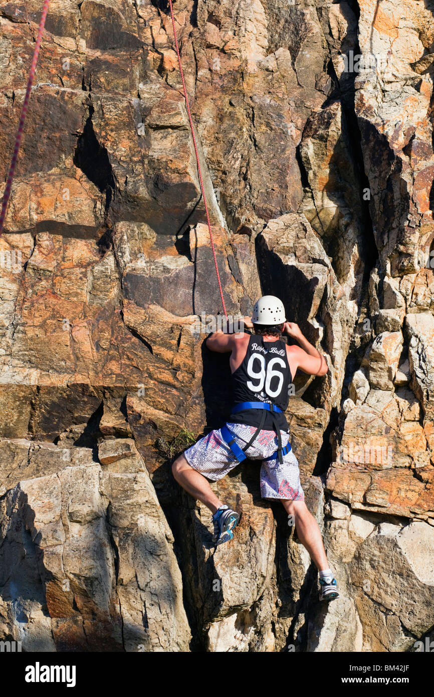 Rock climbing on the Kangaroo Point cliffs. Brisbane, Queensland