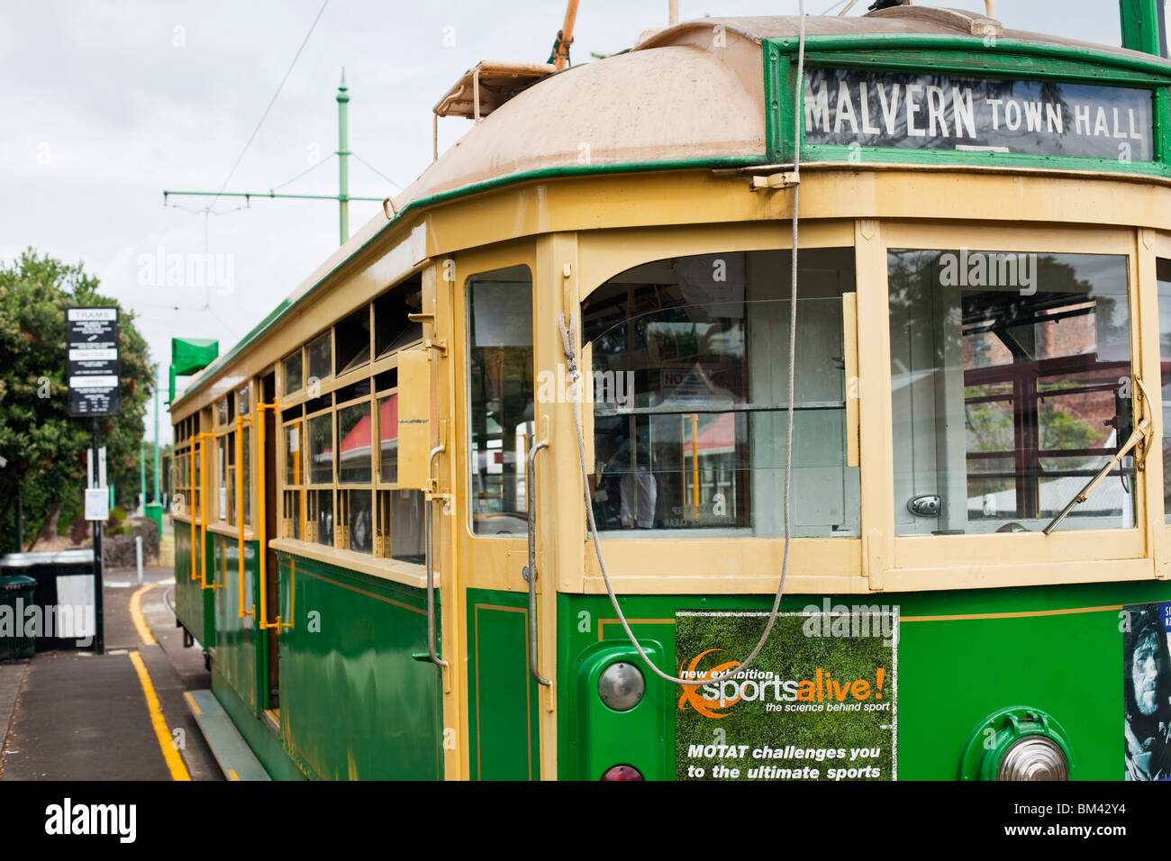 Restored vintage tram at the Museum of Transport and Technology (MOTAT). Auckland, North Island, New Zealand Stock Photo