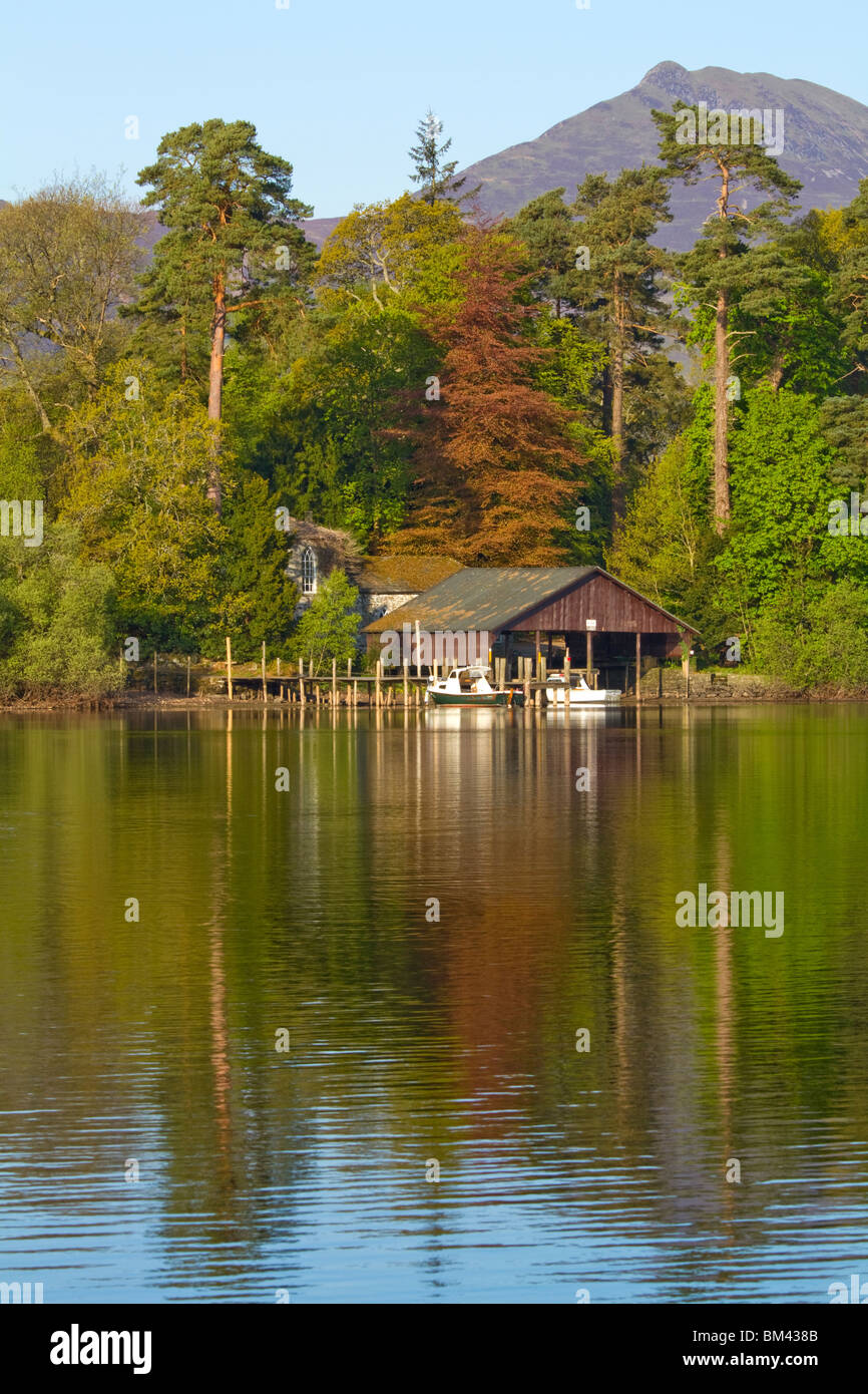 The boat house on Derwent Isle.Lake District National Park Stock Photo