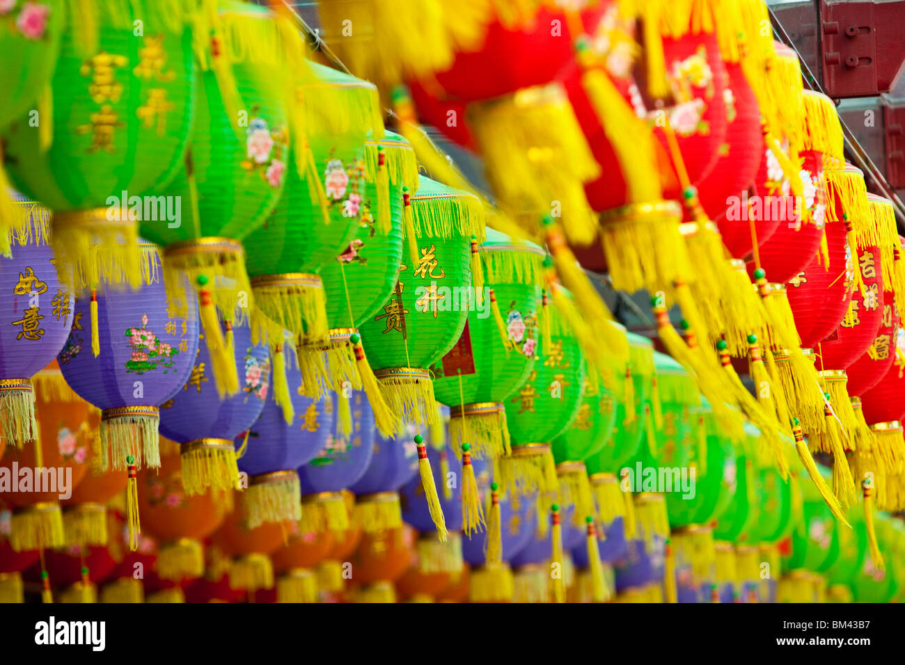 Colourful lanterns during Chinese New Year, Chinatown, Singapore Stock Photo