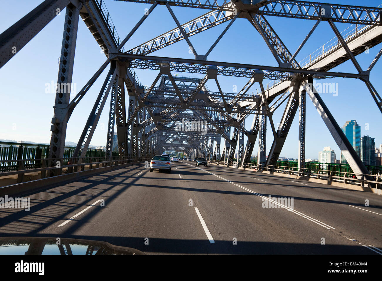 Driving across the Story Bridge. Brisbane, Queensland, Australia Stock Photo