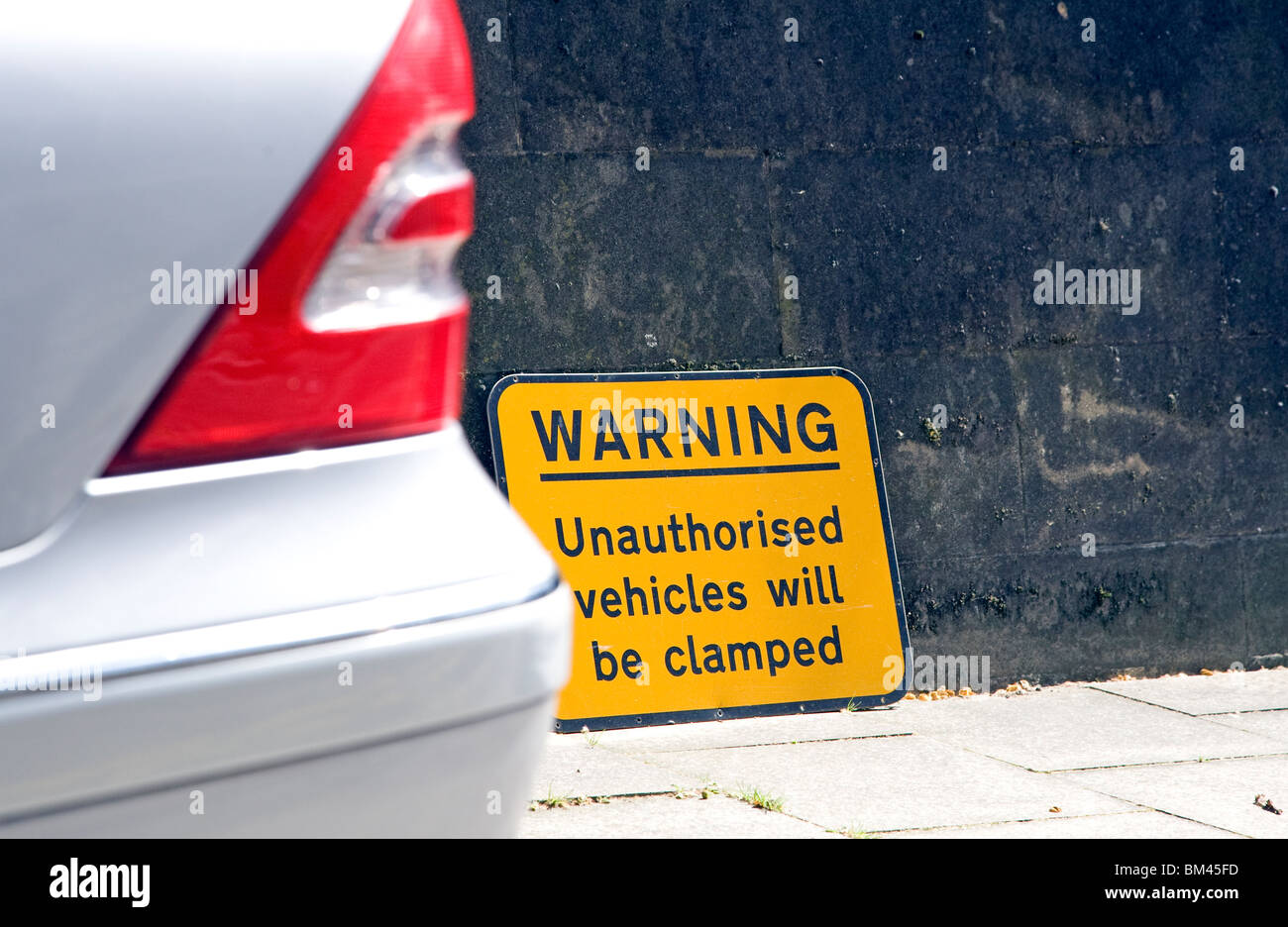 Vehicle clamping warning sign, London Stock Photo