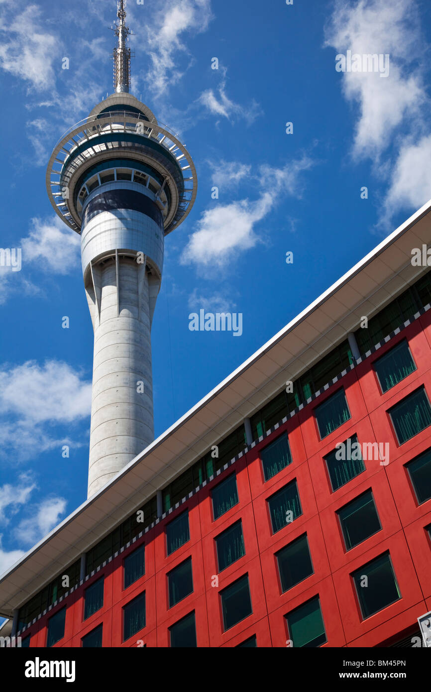 The Sky Tower - part of the Sky City Casino complex. Auckland, North Island, New Zealand Stock Photo