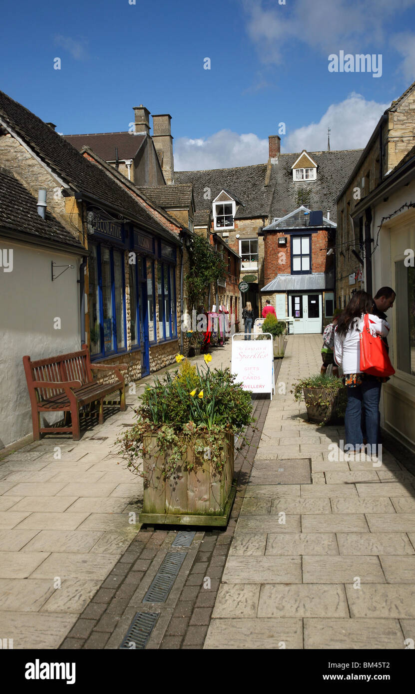 Tourist shops ln the Cotswold market town of StowontheWold Stock