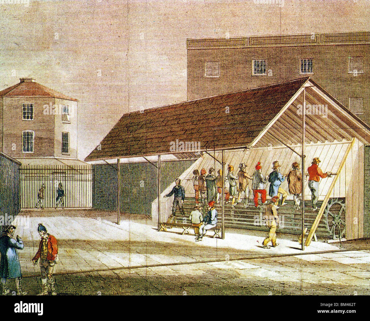 FLEET PRISON, London, about 1780 with prisoners on a treadmill Stock Photo