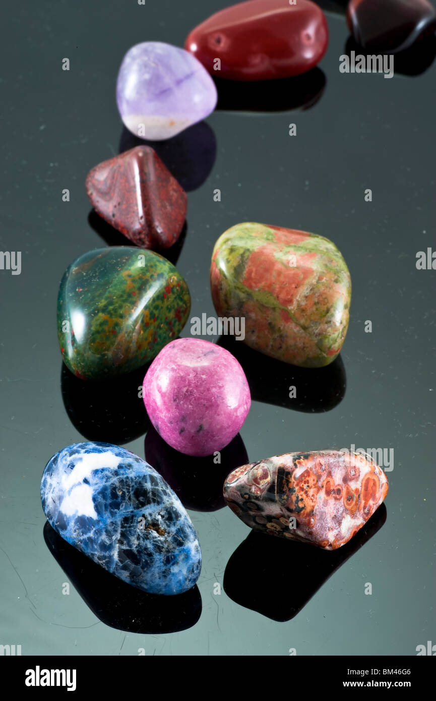 A collection of different Semiprecious Gemstones Stock Photo - Alamy