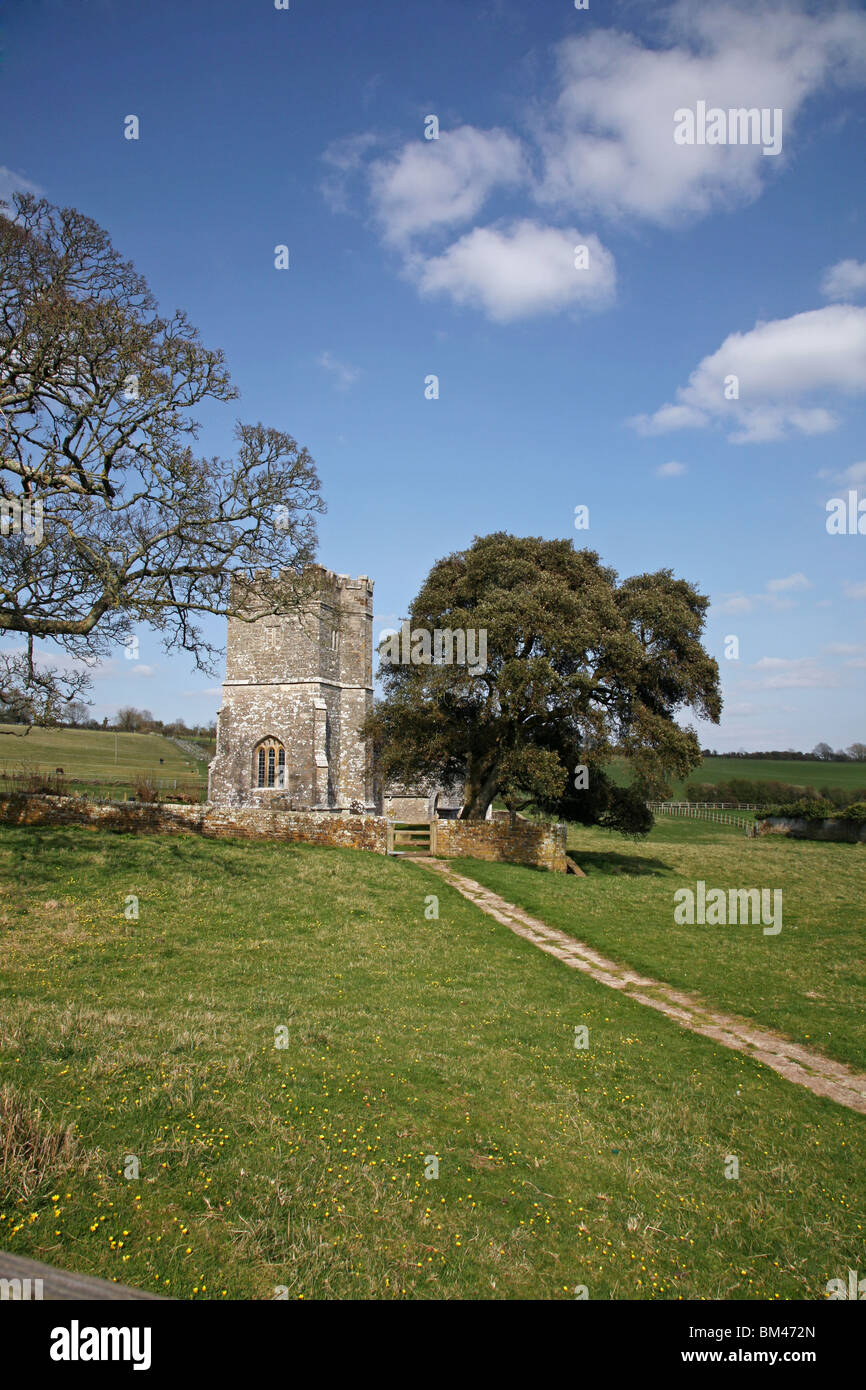 Ancient church in the attractive thatched village of Whitcombe near Dorchester Stock Photo
