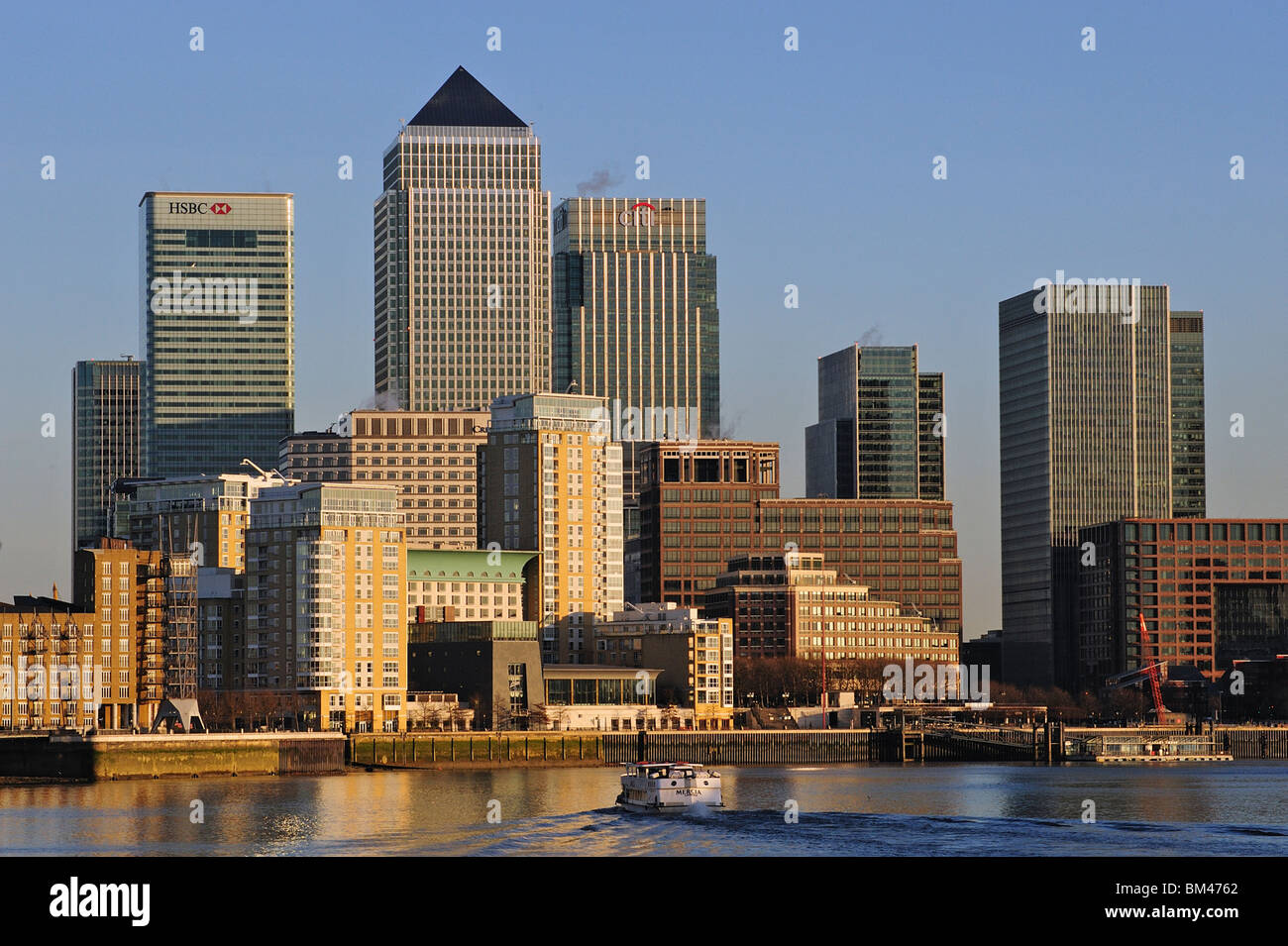 Canary Wharf from Limehouse, London, UK Stock Photo
