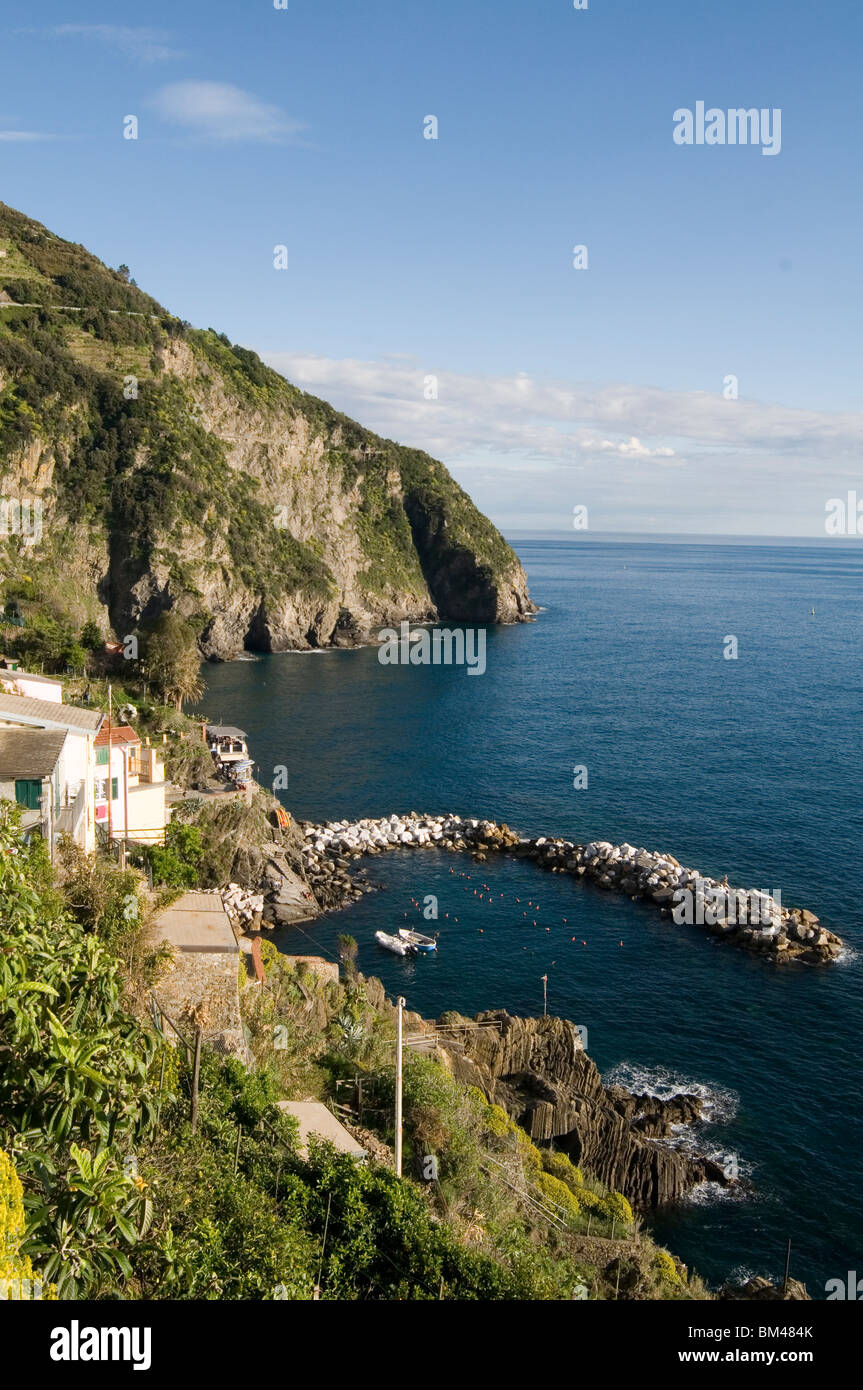 riomaggiore  cinque terre italy italian rivera coast coastline mediterranean sea Stock Photo
