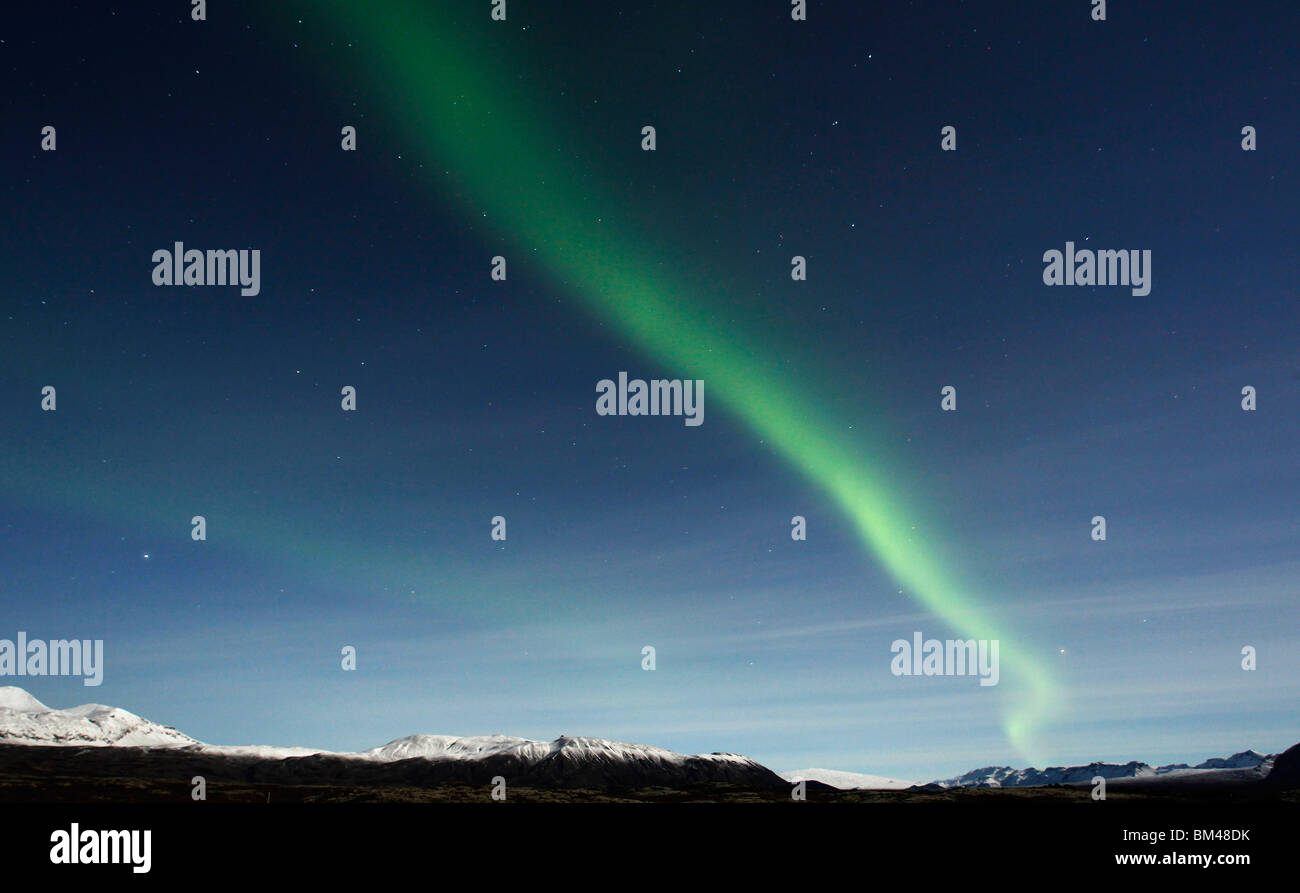 The Northern lights Aurora Borealis in night sky Iceland Stock Photo