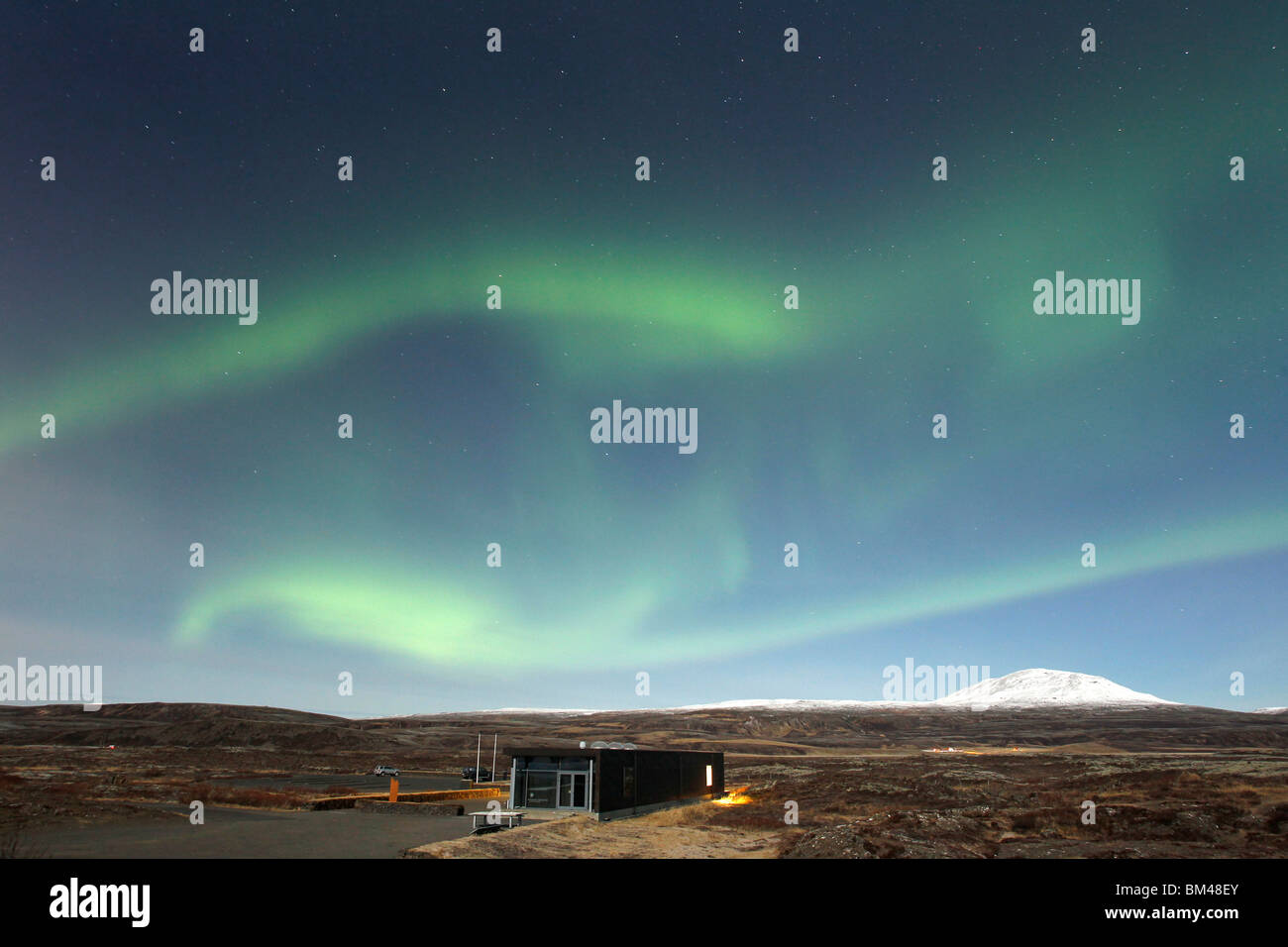 The Northern lights Aurora Borealis in night sky Iceland Stock Photo