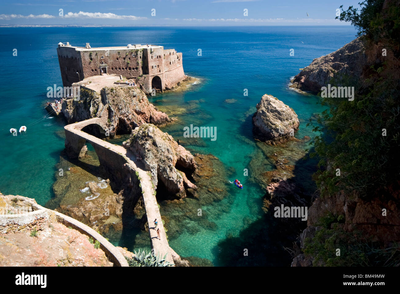 The São João Baptista Fort in the Berlengas nature reserve (Portugal). Le Fort de São João Baptista (Berlengas Grande-Portugal). Stock Photo