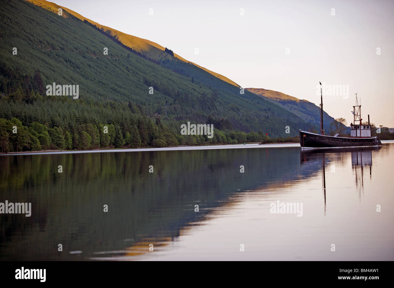 Fishing boat, loch Laggan, Highland, Scotland, UK. Stock Photo