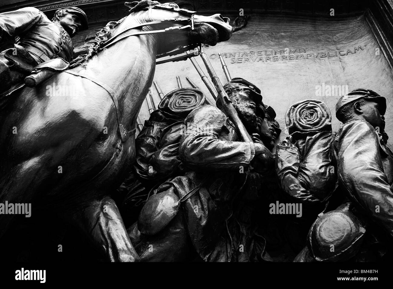 Civil war memorial statue at the top of boston common at the base of