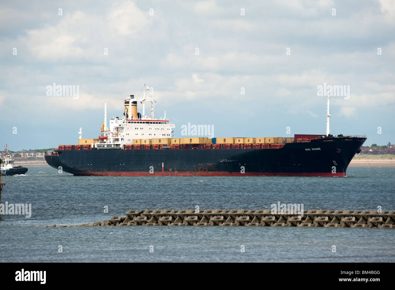 MSC Rhone Container ship in River Mersey Liverpool UK Stock Photo