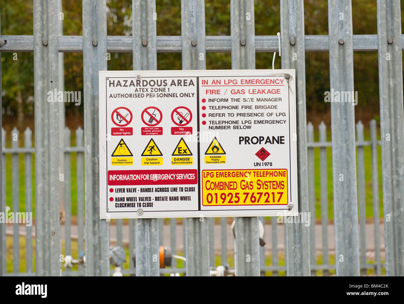 Hazardous Area Atex Zone LPG Gas Emergency Sign Stock Photo Alamy