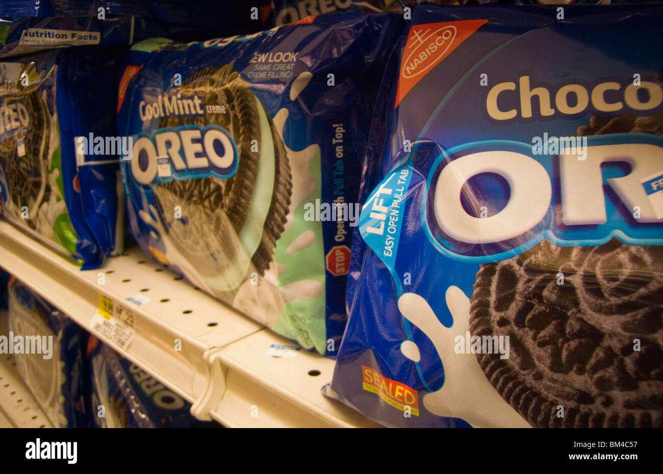 Kraft Foods Nabisco Oreo cookies ae seen on a supermarket shelf Stock
