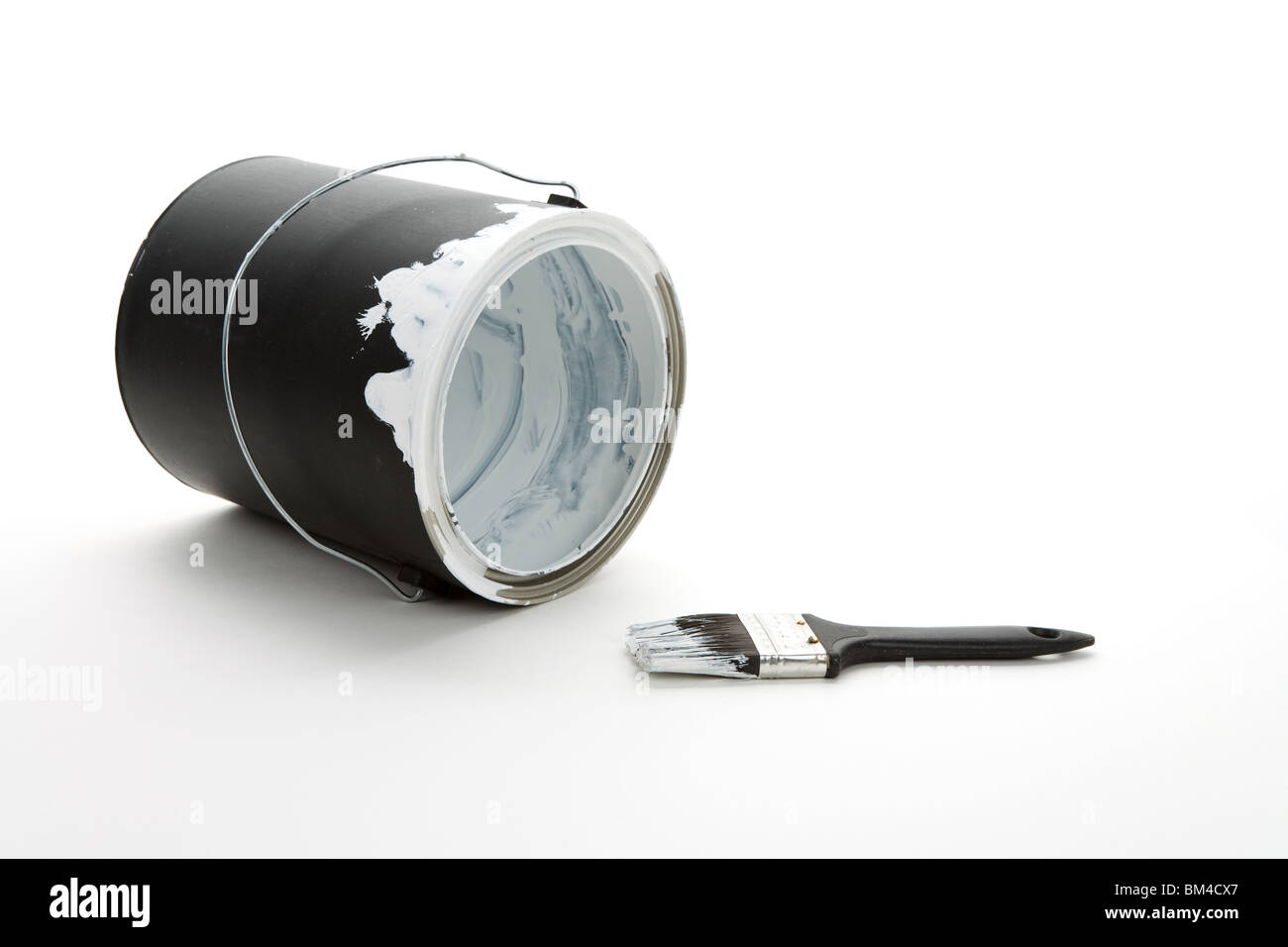 a Black Paint Can and Paintbrush Stock Photo - Alamy