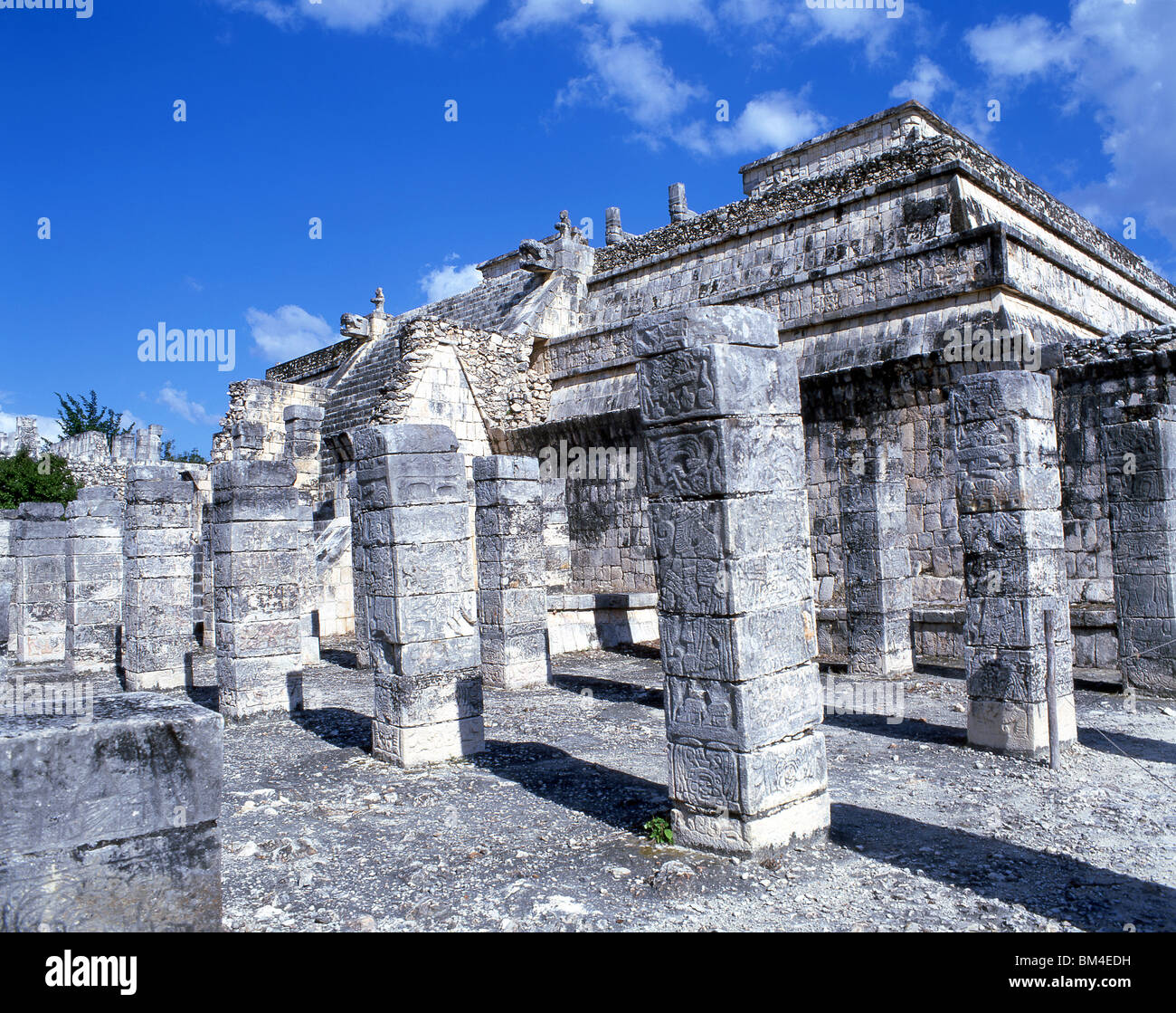 Temple of a Thousand Warriors, Chichen Itza, Yucatan Peninsula, Yucatan State, Mexico Stock Photo
