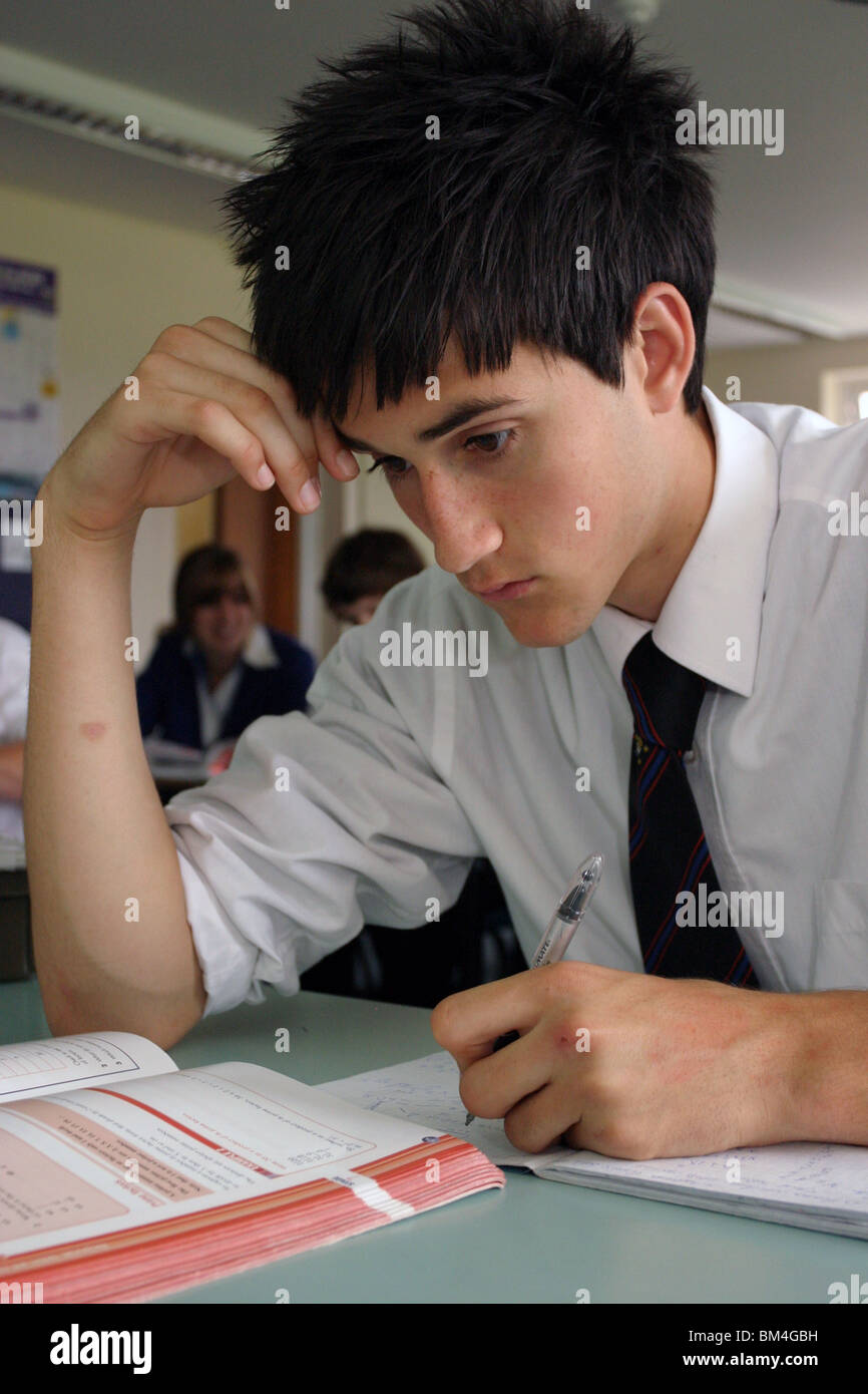 Maths class in secondary co-education  school Stock Photo