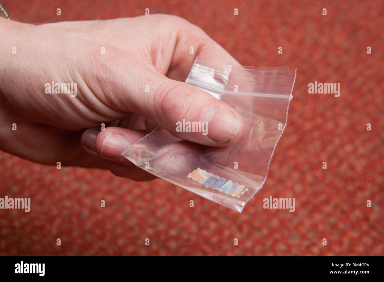 Bag Of Acid Trips Blotting Paper Impregnated With The Drug L S D Lsd Stock Photo Alamy